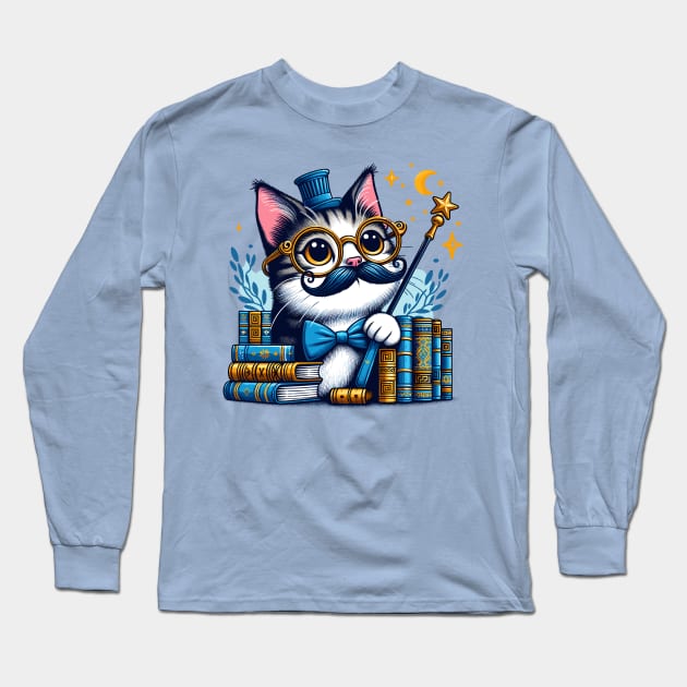 Nerdy Cat Long Sleeve T-Shirt by Graceful Designs